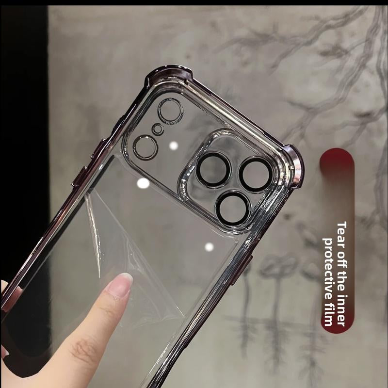 Four-Corner Thickened Mobile Phone Case Suitable for Iphone Series, Border Electroplating, Mobile Phone Case with Counter-Fall Safety Cushion, Suitable for Apple 11 12 13 14 15 16 17Pro Max