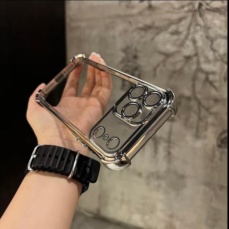 Four-Corner Thickened Mobile Phone Case Suitable for Iphone Series, Border Electroplating, Mobile Phone Case with Counter-Fall Safety Cushion, Suitable for Apple 11 12 13 14 15 16 17Pro Max
