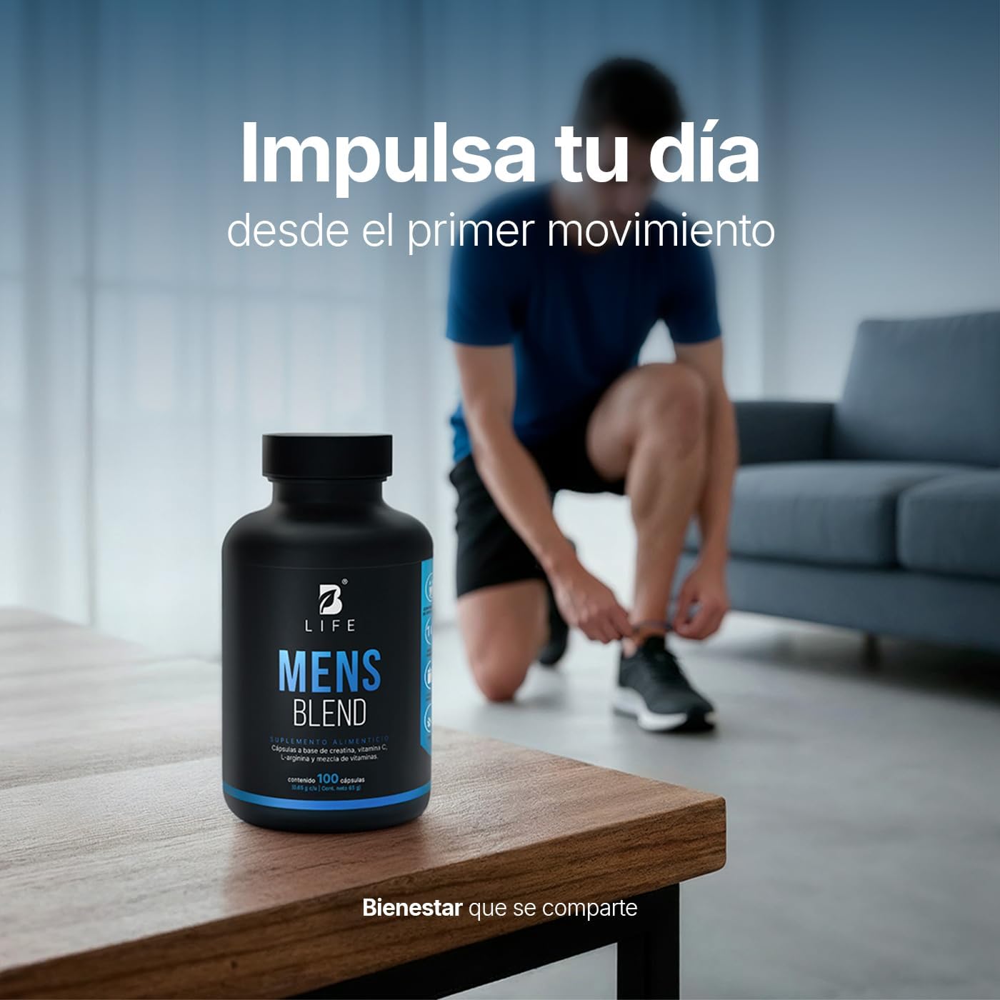 B Life Multivitamínico para Hombre | 100 Cápsulas | 650 mg por cápsula | Creatina Monohidratada, BCAA 2:1:1 | Mens Blend.