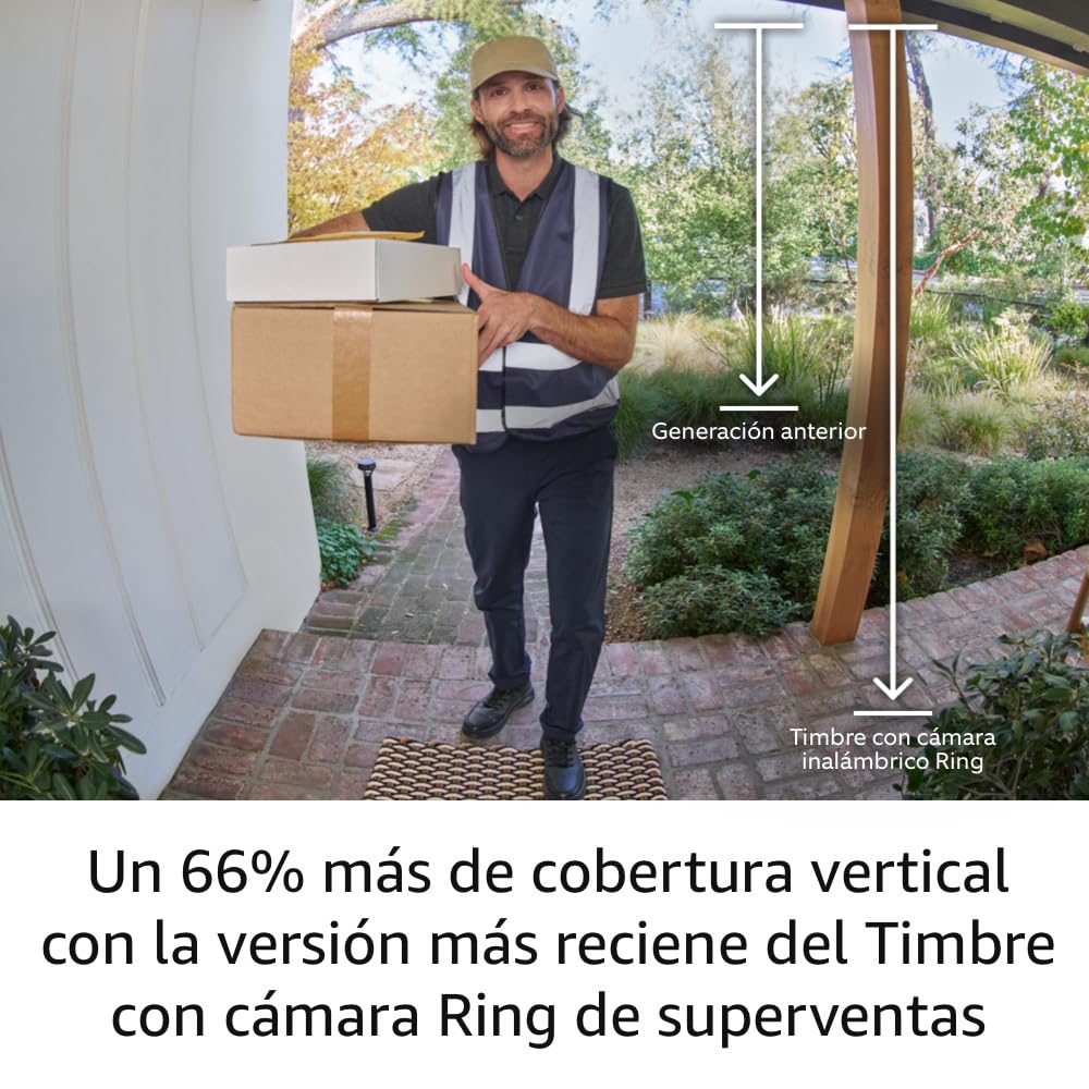 Timbre Inalámbrico  con Cámara - Video de cuerpo completo en Vivo, con audio bidireccional y alertas