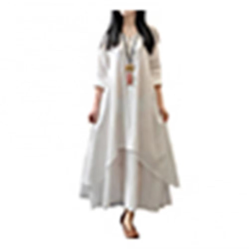 Female Oversize Long Dresses for Women 2024 Oversized Women Solid Color Long Sleeve Baggy Loose Layered Maxi Dress
