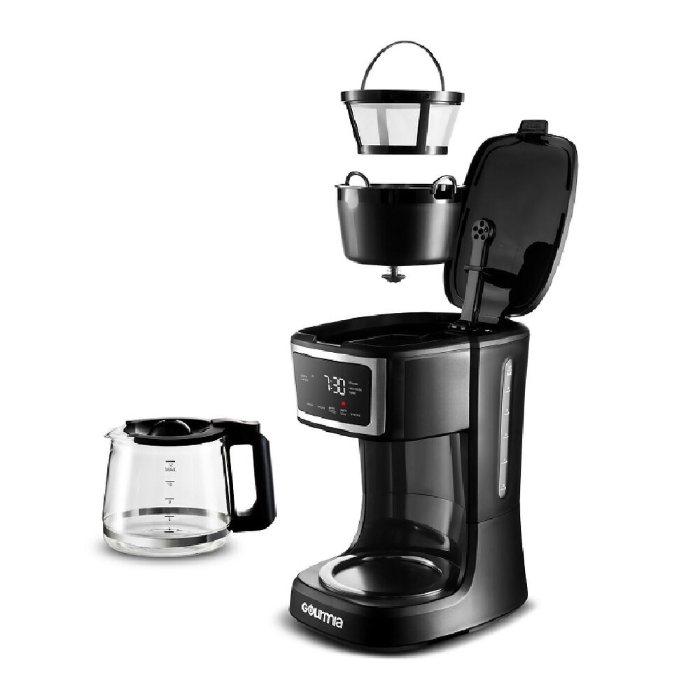 Cafetera Programable de 12 tazas Gourmia Negra y Roja