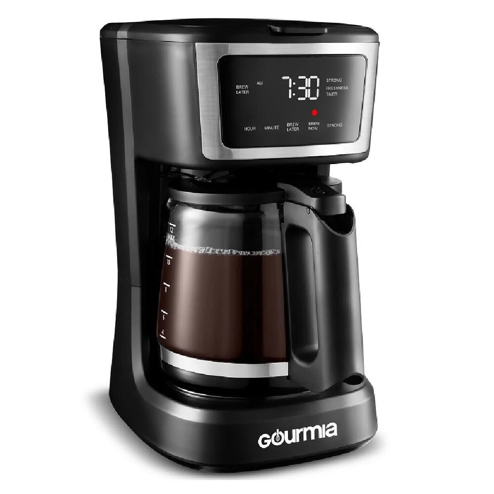 Cafetera Programable de 12 tazas Gourmia Negra y Roja