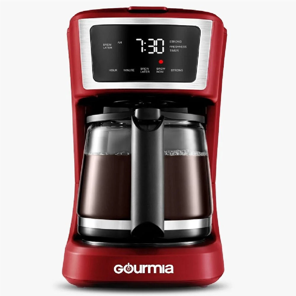 Cafetera Programable de 12 tazas Gourmia Negra y Roja