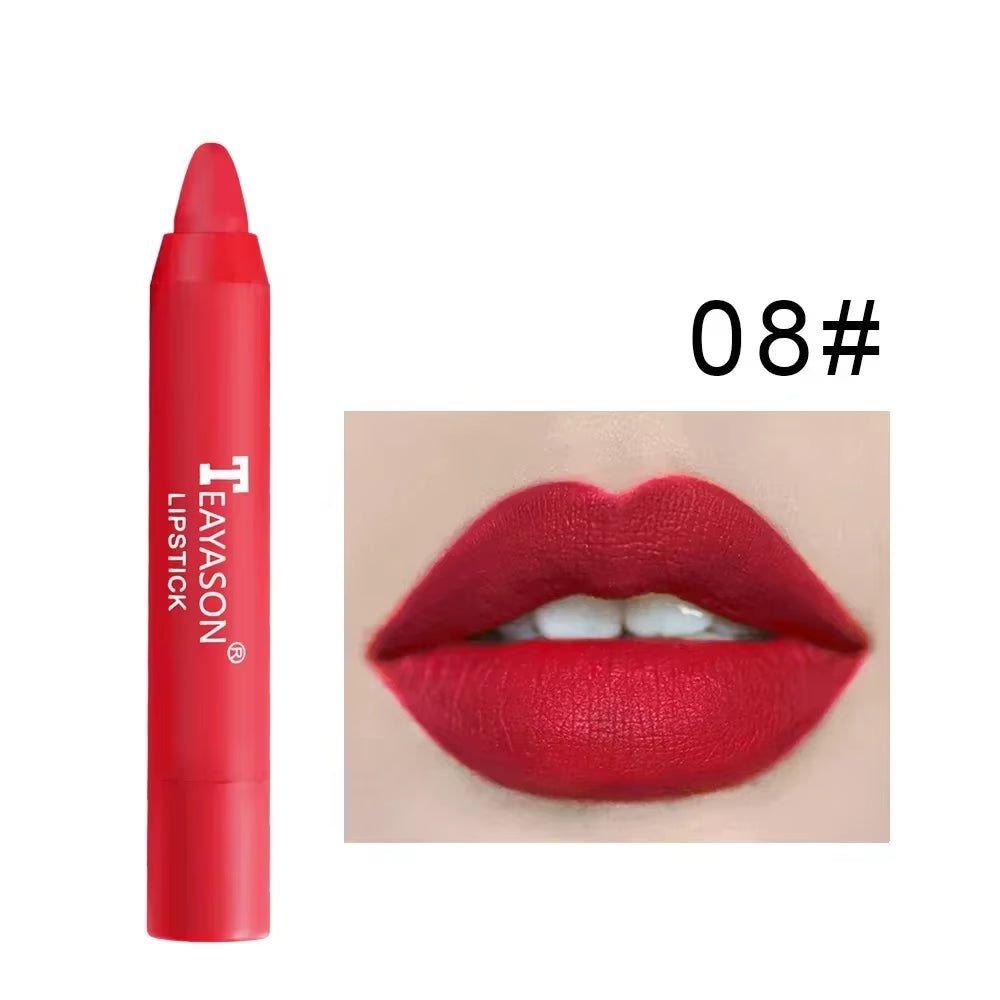 12Colors Natural Matte Lipstick Pencil Silk Lip Glaze Waterproof Lipstick Sexy Long Lasting Makeup Non-Stick Cup Lip Tint