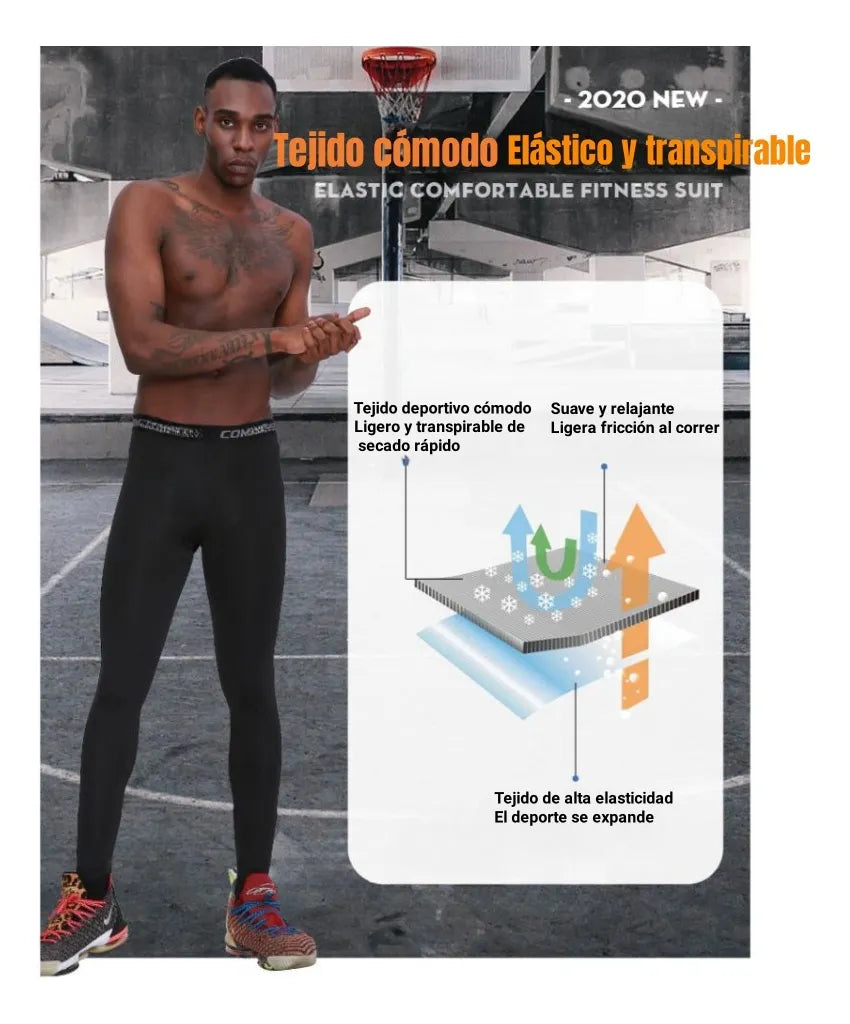 Lycra Fitness Malla Para Deportes y Yoga-Hombre