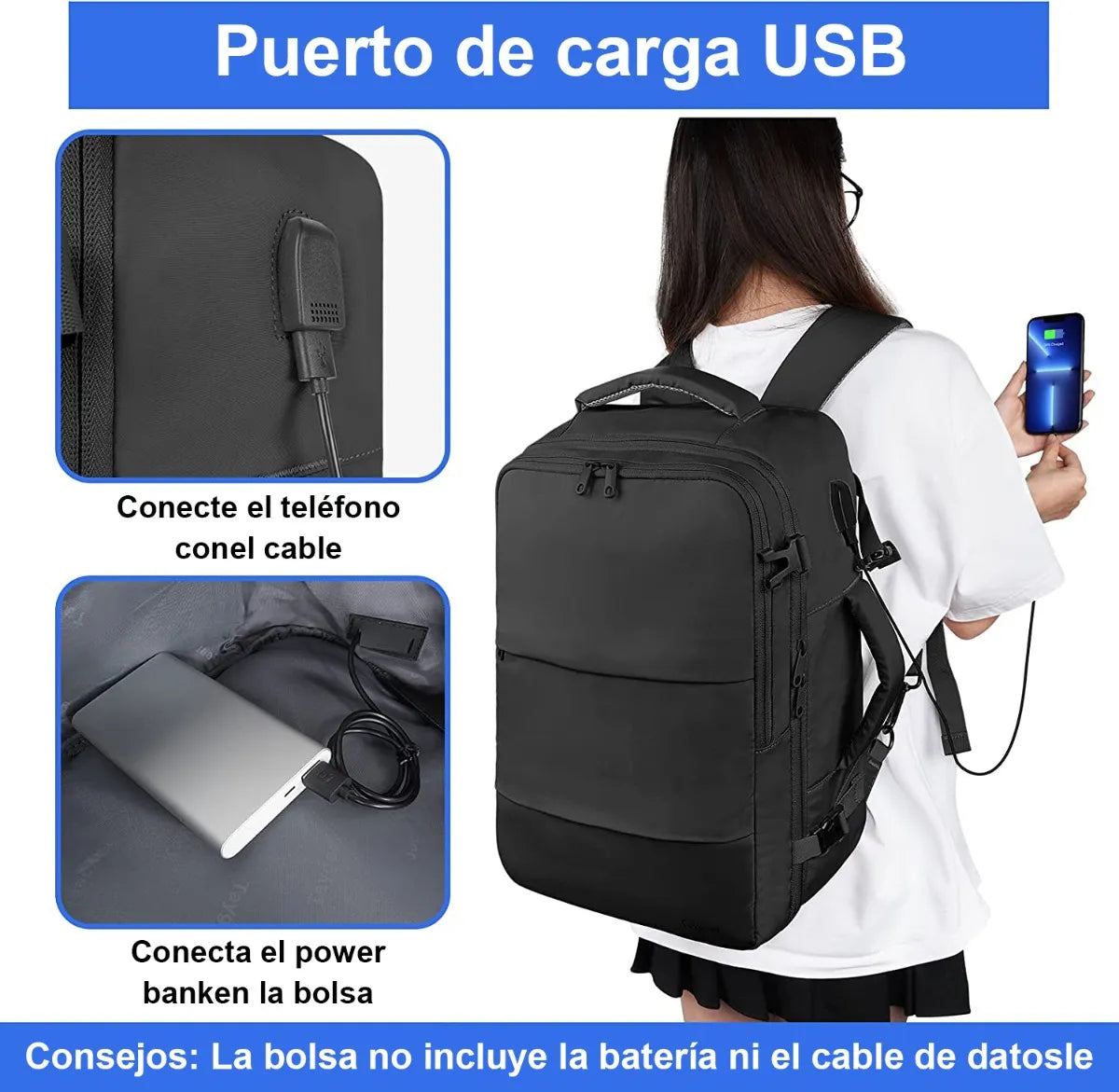 Mochila De Viaje Laptop 15.6 Pulgadas Aprobado Por Avión 10kg Antirrobo Impermeable Taygeer