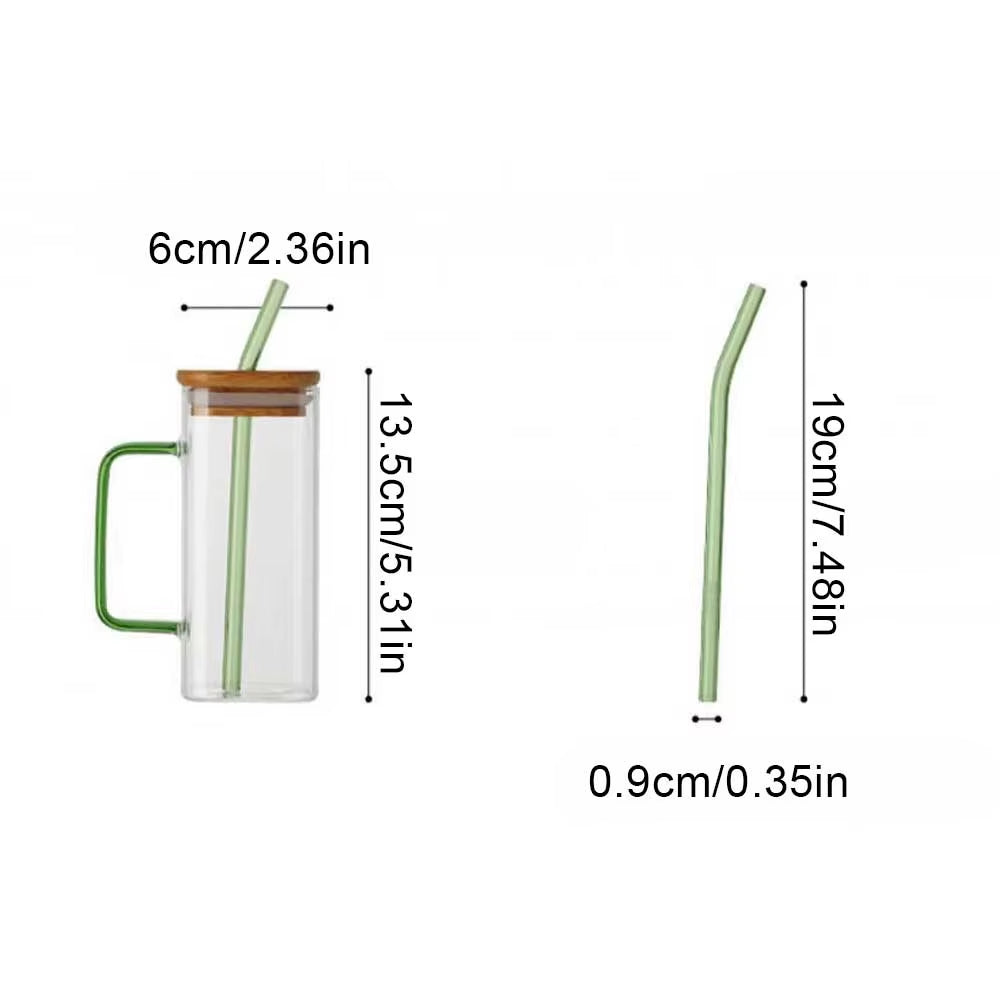 400Ml Square Glass Cup Heat Resistant Milk Coffee Mug Transparent Breakfast Cup Juice Beer Glass Home Office Drinkware