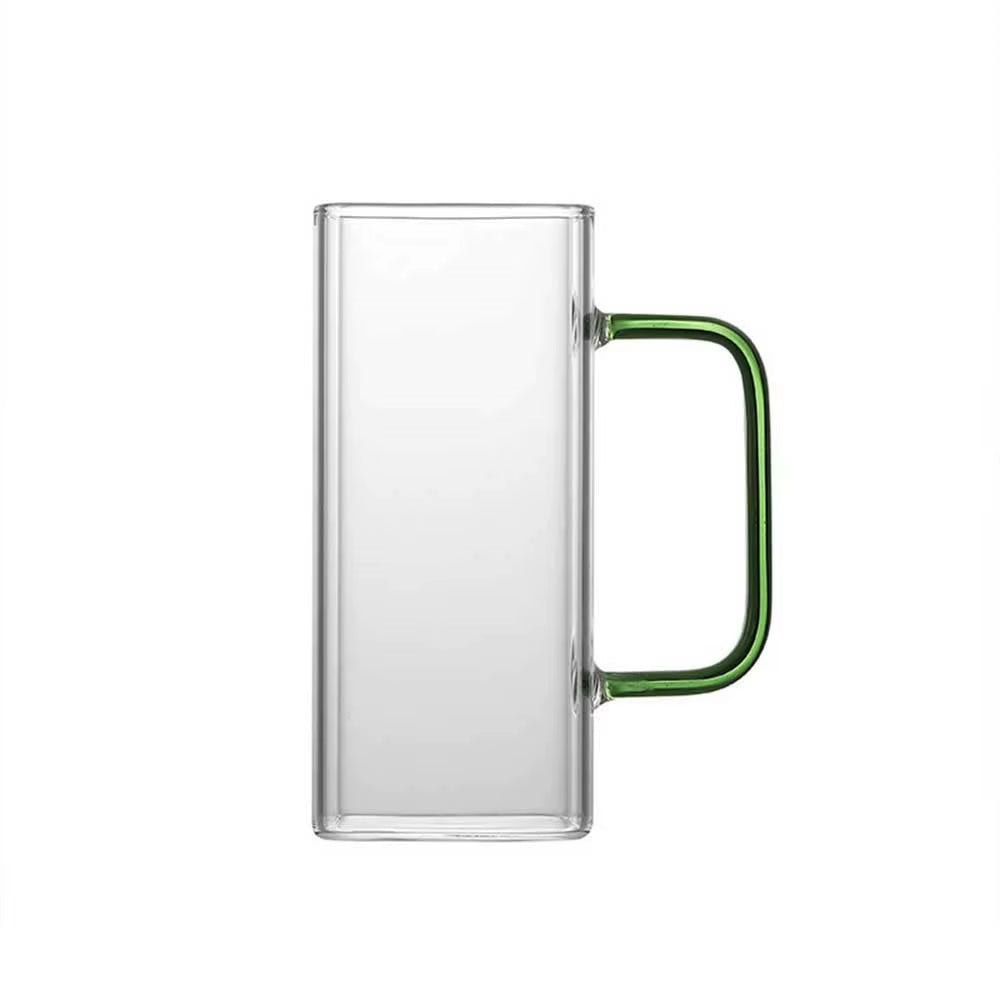 400Ml Square Glass Cup Heat Resistant Milk Coffee Mug Transparent Breakfast Cup Juice Beer Glass Home Office Drinkware