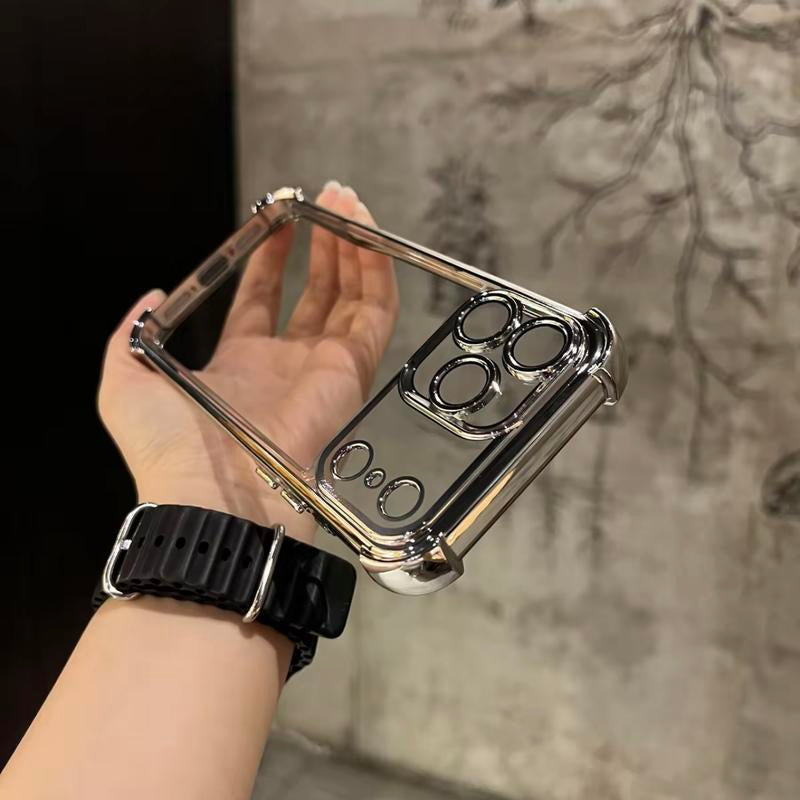 Four-Corner Thickened Mobile Phone Case Suitable for Iphone Series, Border Electroplating, Mobile Phone Case with Counter-Fall Safety Cushion, Suitable for Apple 11 12 13 14 15 16 17Pro Max