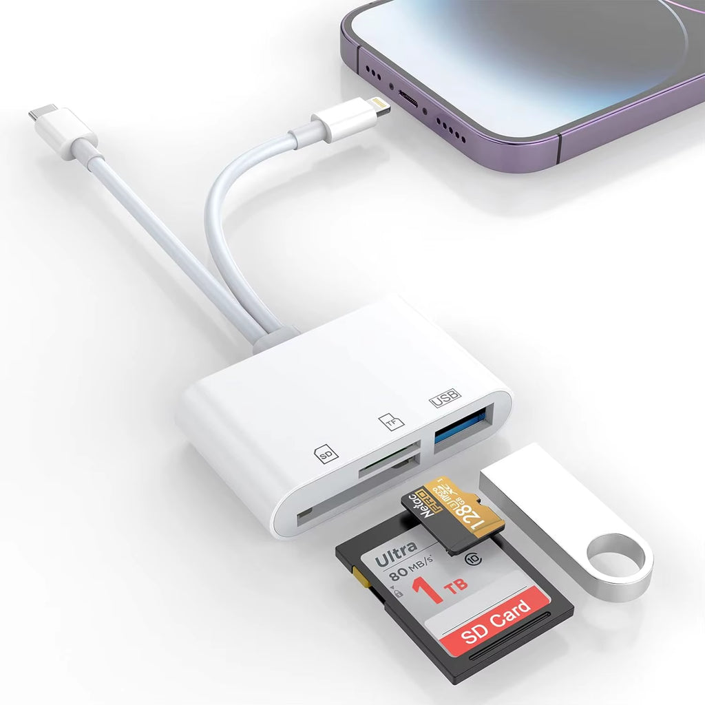 SD Card Reader 5-In-1 Lightning /Type C to USB 3.0/SD/TF Card Adapter Memory Card Reader for Iphone Ipad Macbook Samsung Andro